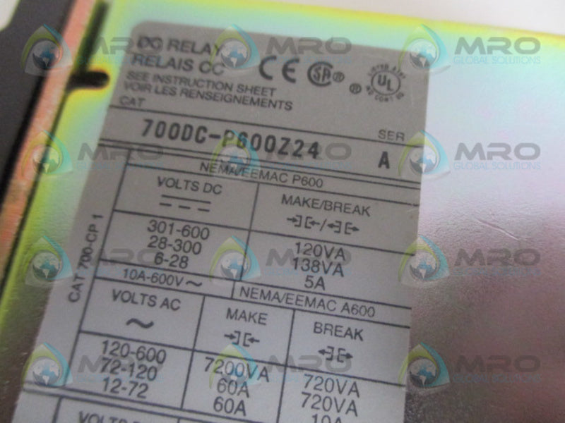 ALLEN  BRADLEY 700DC-P600Z24 SER.A AC RELAY (AS PICTURED) UNMP