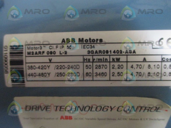 ABB 3GAR01402-ASA SQUIRREL CAGE MOTOR 3PH NSMP