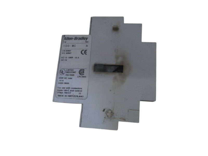 ALLEN BRADLEY 100-MCA02 AUXILIARY CONTACT SER. B 690V 10A UNMP