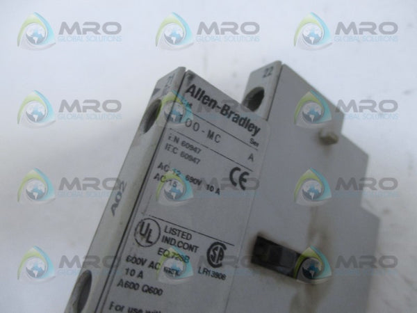 ALLEN BRADLEY 100-MCA02 AUXILIARY CONTACT SER. B 690V 10A UNMP