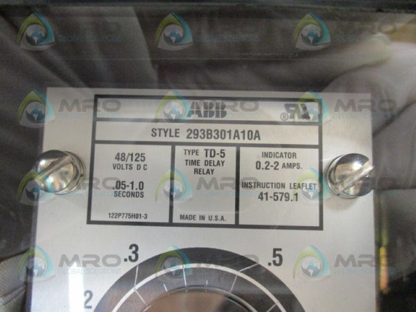 ABB 293B301A10A TIME DELAY RELAY .05-1.0A NSMP
