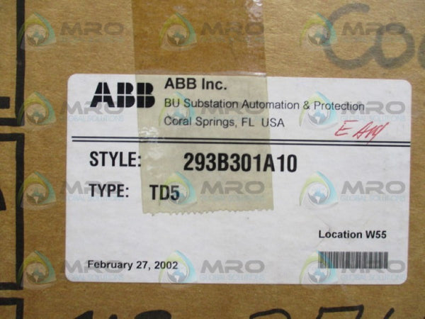 ABB 293B301A10A TIME DELAY RELAY .05-1.0A NSMP