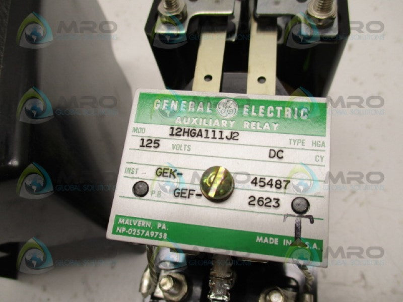GENERAL ELECTRIC HGA111J2 AUXILIARY RELAY  125V NSMP