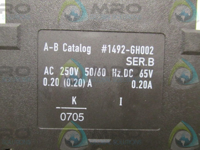 ALLEN BRADLEY 1492-GH002 SER.B CIRCUIT BREAKER PROTECTOR 0.2A  UNMP