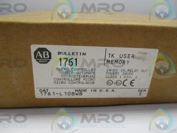 ALLEN BRADLEY 1761-L10BWB SER. E F/W 1.0 CONTROLLER MODULE  NSMP