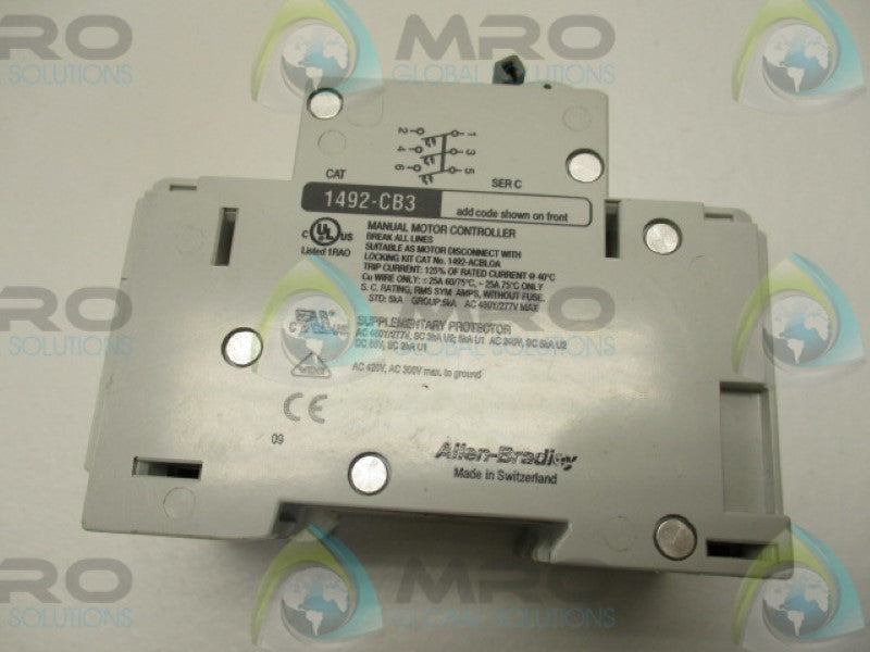 ALLEN BRADLEY 1492-CB2G200 SER. C CIRCUIT BREAKER 20A  UNMP