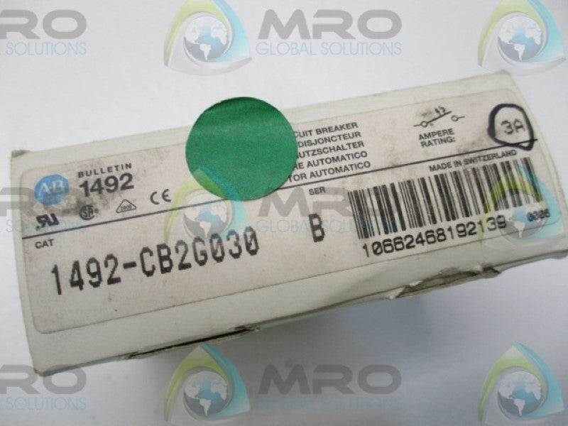 ALLEN BRADLEY 1492-CB2G030 SER. B CIRCUIT BREAKER 3A  NSMP