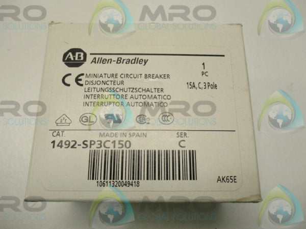 ALLEN BRADLEY 1492-SP3C150 SER. C CIRCUIT BREAKER 15A  NSMP