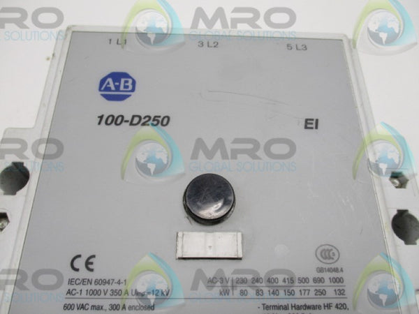 ALLEN BRADLEY 100-D250EI11  SER. B CONTACTOR   UNMP
