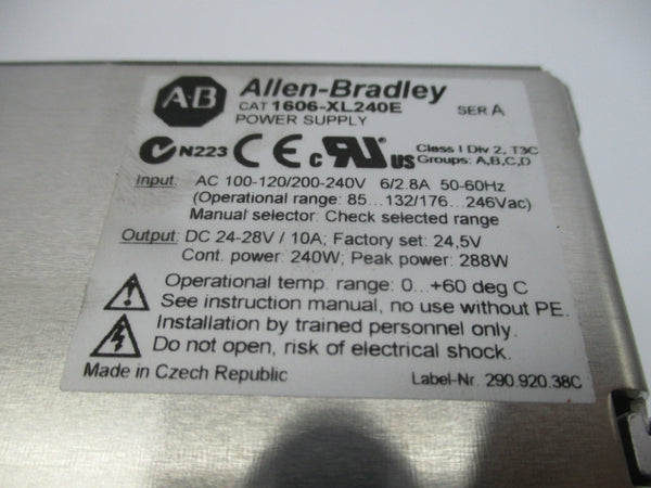 ALLEN BRADLEY 1606-XL240E SER. A 100-120/200-240VAC 6/2.8A NSMP