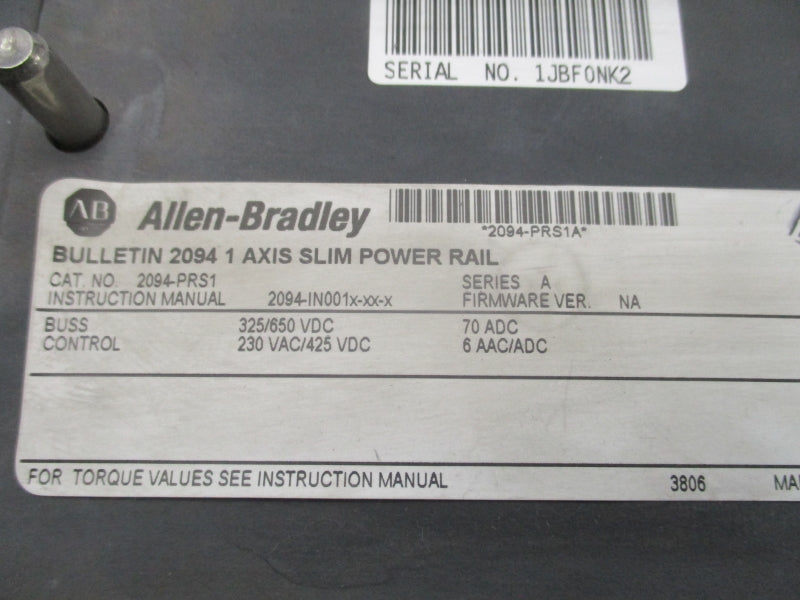 ALLEN BRADLEY 2094-PRS1 SER. A 325/650VDC 70ADC UNMP