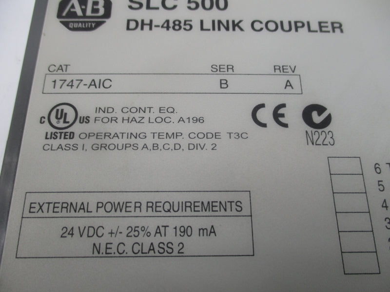 ALLEN BRADLEY 1747-AIC SER. B 24VDC REV. A UNMP