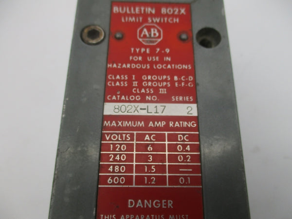 ALLEN BRADLEY 802X-L17 SER. 2 600V 1.2A (AS PICTURED) UNMP