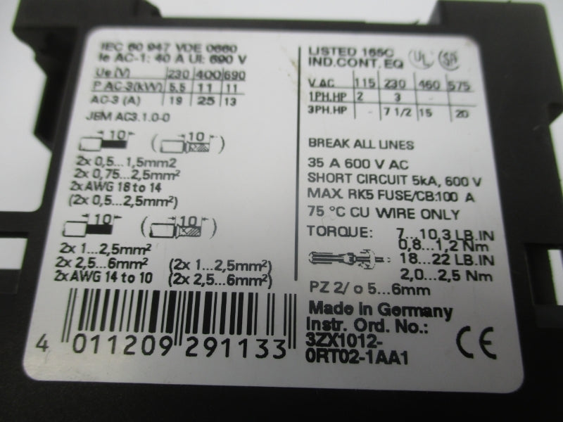 SIEMENS 3RT1026-1BB40 24VDC (AS PICTURED) UNMP