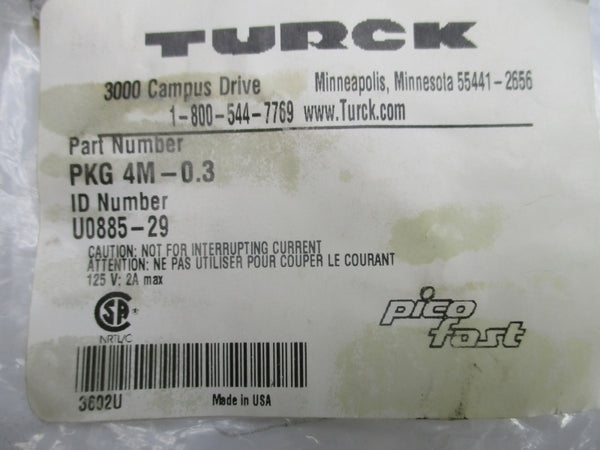 TURCK U0885-29 PKG 4M-0.3 125V 2A NSMP