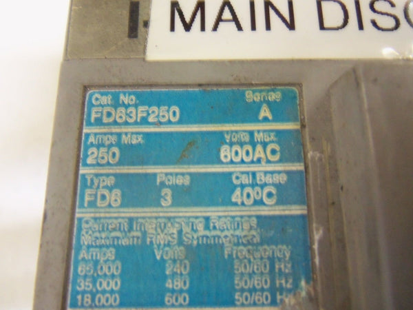 SIEMENS FD63B200 CIRCUIT BREAKER 200A UNMP