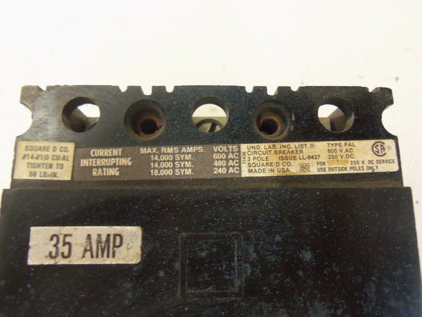 SQUARE D CIRCUIT BREAKER FAL36035 UNMP