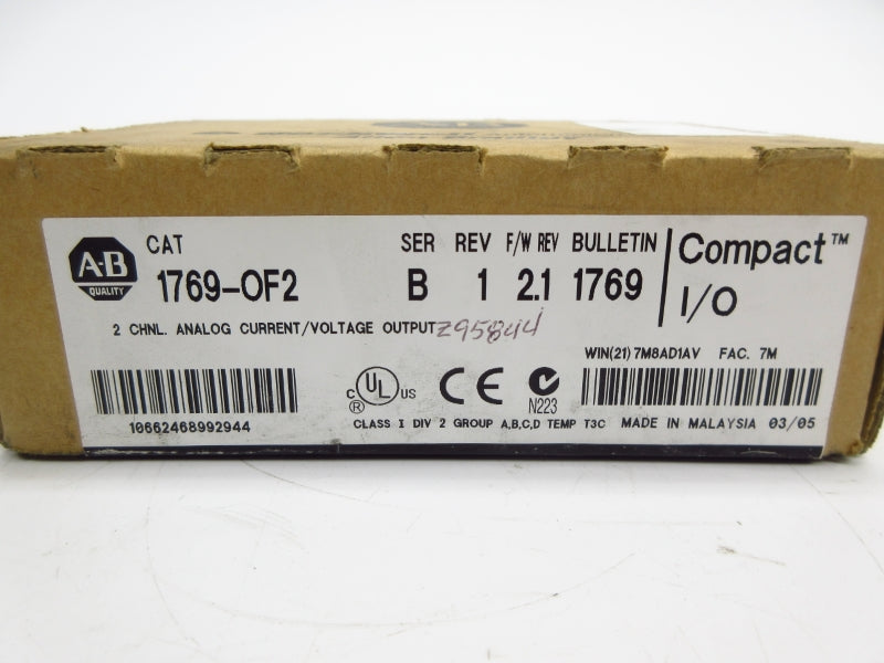 ALLEN BRADLEY 1769-OF2 SER. B F/W 2.1 DATE: 2005 NSFS