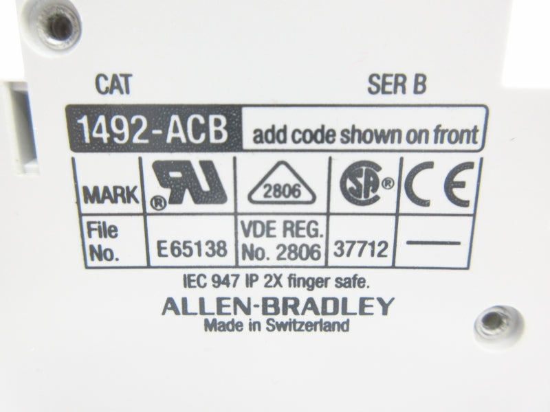 ALLEN BRADLEY 1492-ACBH2 SER. B 277VAC 6A NSMP