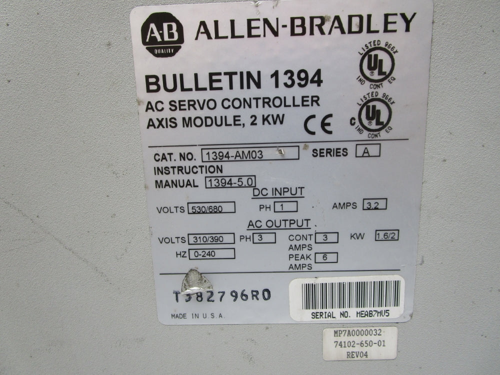 ALLEN BRADLEY 1394-AM03 SER. A UNMP