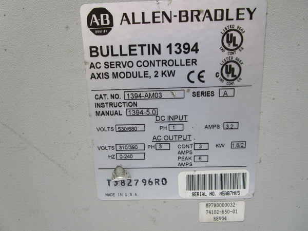 ALLEN BRADLEY 1394-AM03 SER. A UNMP
