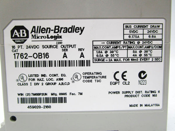 ALLEN BRADLEY 1762-OB16 SER. A 24VDC NSNP