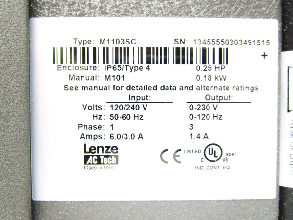AC TECH M1103SC 120/240V 6.0/3.0A NSMP