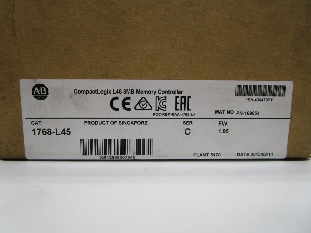 ALLEN BRADLEY 1768-L45 SER. C F/W 1.05 DATE: 2015 NSFS