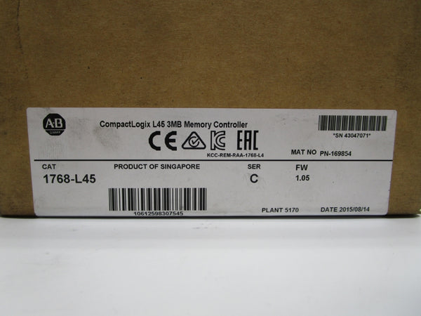 ALLEN BRADLEY 1768-L45 SER. C F/W 1.05 DATE: 2015 NSFS