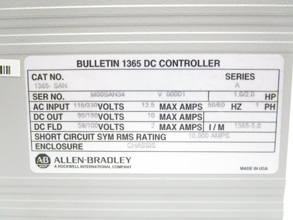 ALLEN BRADLEY 1365-SAN SER.A NSMP