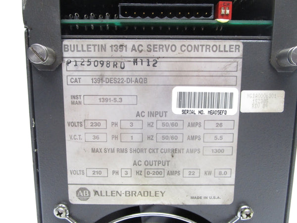 ALLEN BRADLEY 1391-DES22-DI-AQB 230VAC 26A UNMP