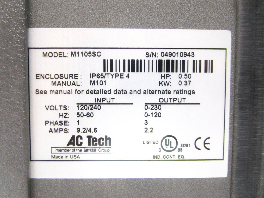 AC TECH M1105SC 120/240V 9.2/4.6A NSNP