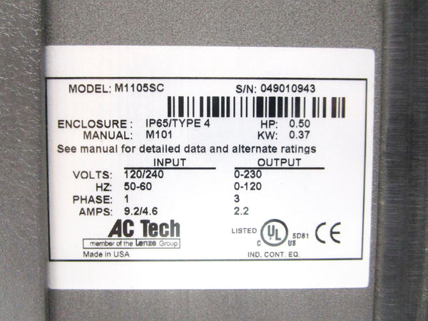 AC TECH M1105SC 120/240V 9.2/4.6A NSNP