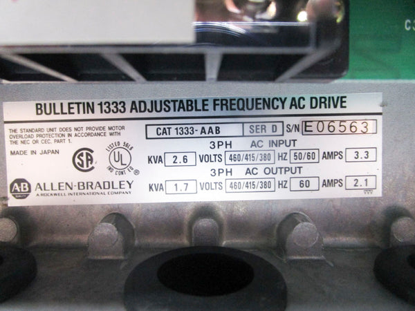 ALLEN BRADLEY 1333-AAB SER. D 460/415/380V 3.3A NSMP