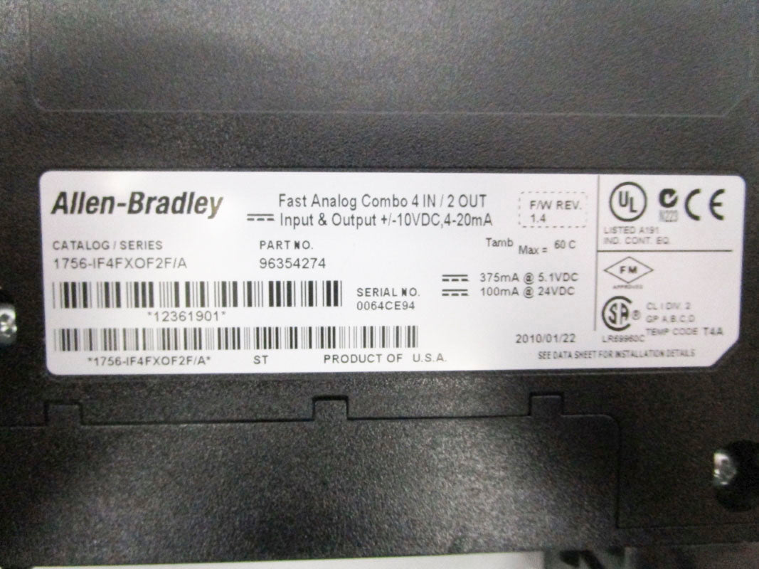 ALLEN BRADLEY 1756-IF4FXOF2F SER. A F/W 1.4 24VDC NSMP