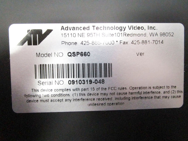 ADVANCED TECHNOLOGY VIDEO QSP660 NSMP