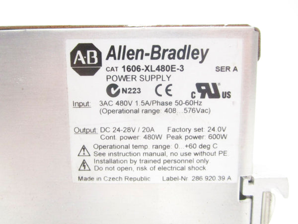 ALLEN BRADLEY 1606-XL480E-3 SER. A 480V 1.5A UNMP
