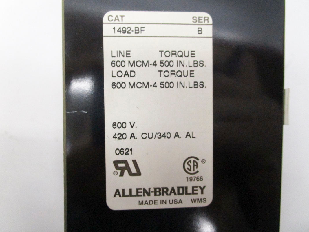 ALLEN BRADLEY 1492-BF SER. B 600V 420A (WH) NSMP
