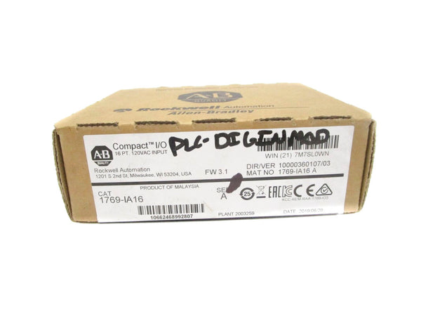 ALLEN BRADLEY 1769-IA16 SER. A 120VAC F/W 3.1 DATE: 2019 NSFS