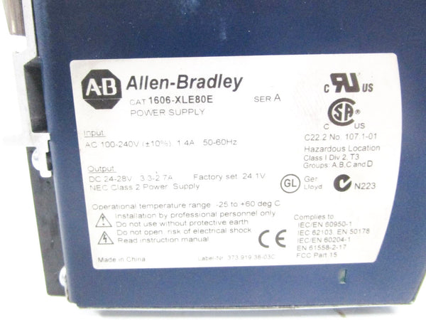 ALLEN BRADLEY 1606-XLE80E SER. A 100-240VAC 1.4A UNMP