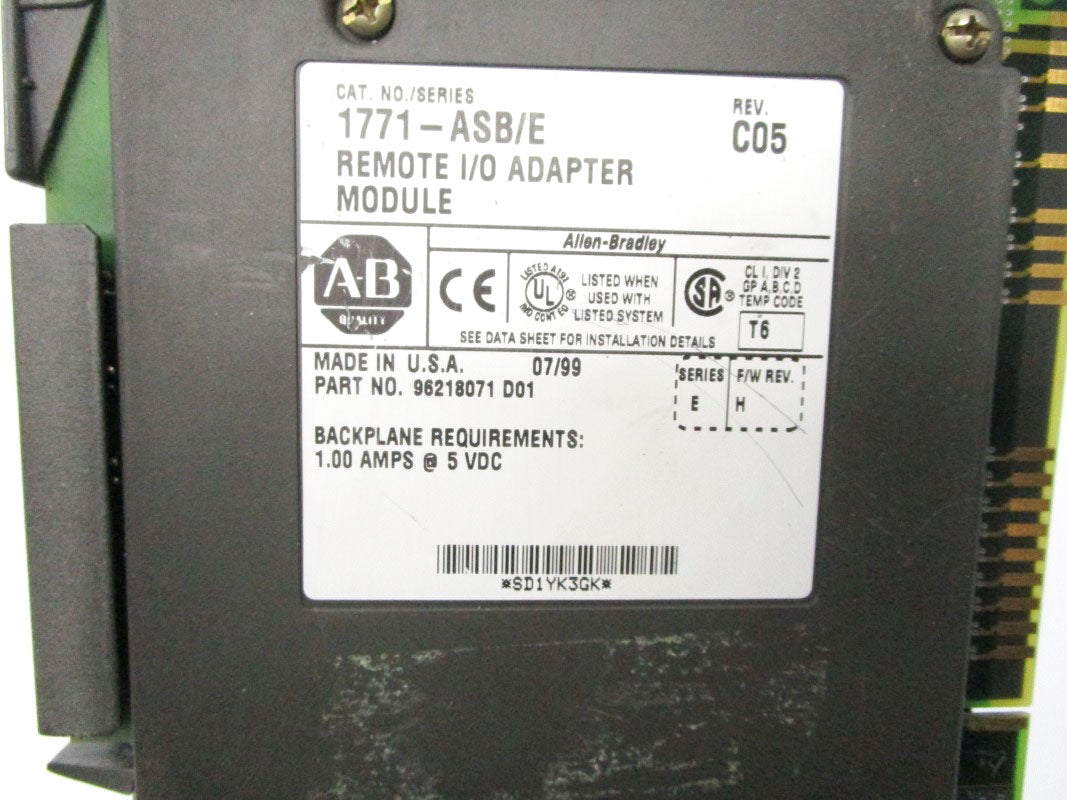 ALLEN BRADLEY 1771-ASB SER. E F/W H 5VDC 1.00A (AS PICTURED) NSNP