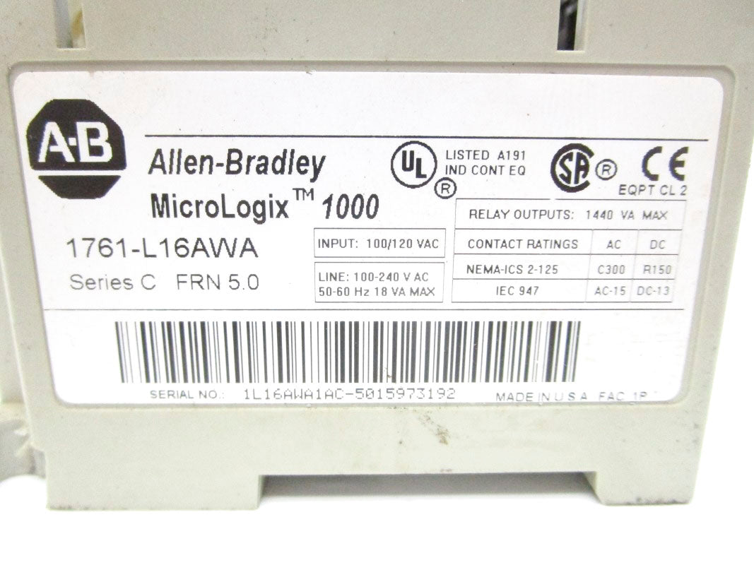 ALLEN BRADLEY 1761-L16AWA SER. C F/W 5.0 100/120VAC UNMP