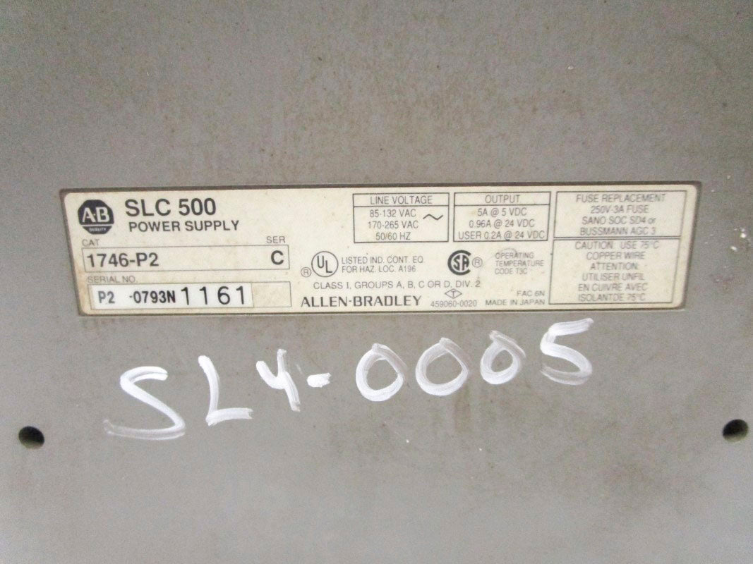 ALLEN BRADLEY 1746-P2 SER. C 170-265VAC (NO DOOR) UNMP