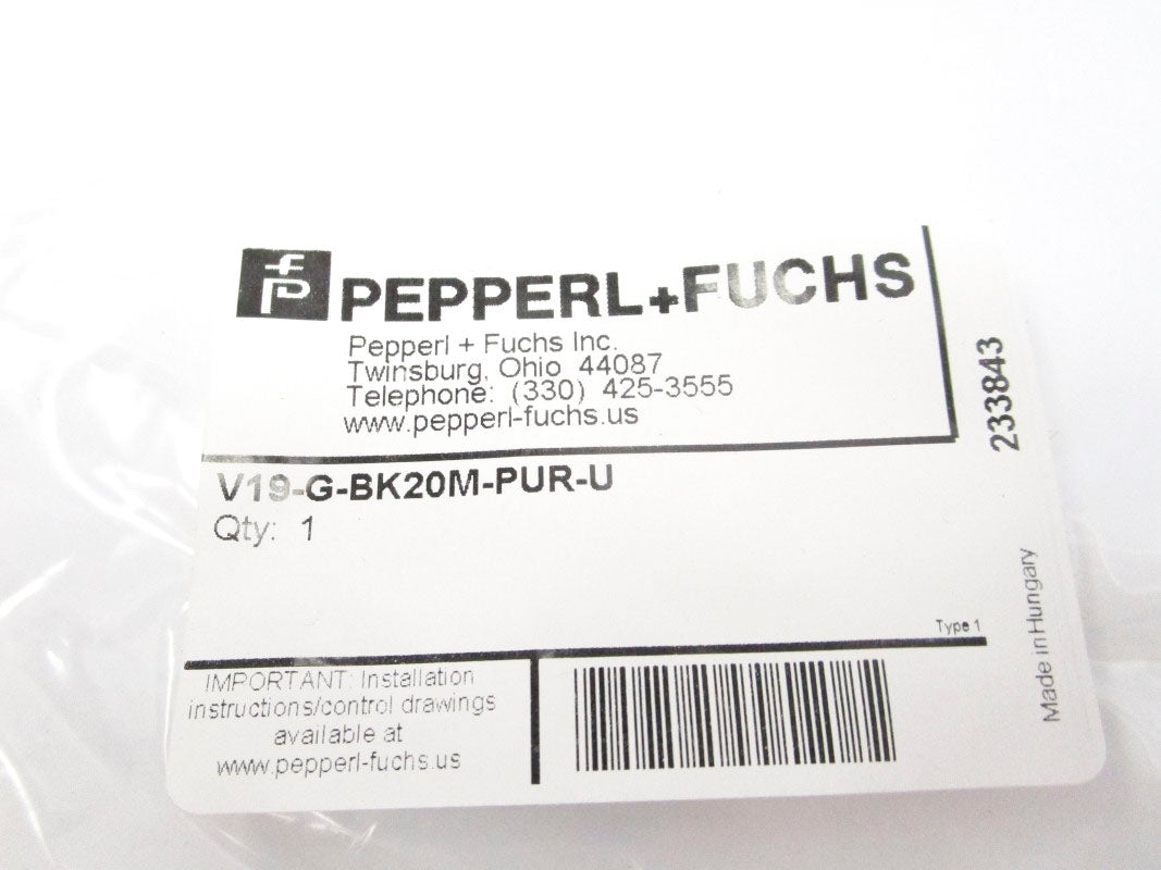 PEPPERL+FUCHS V19-G-BK20M-PUR-U NSMP