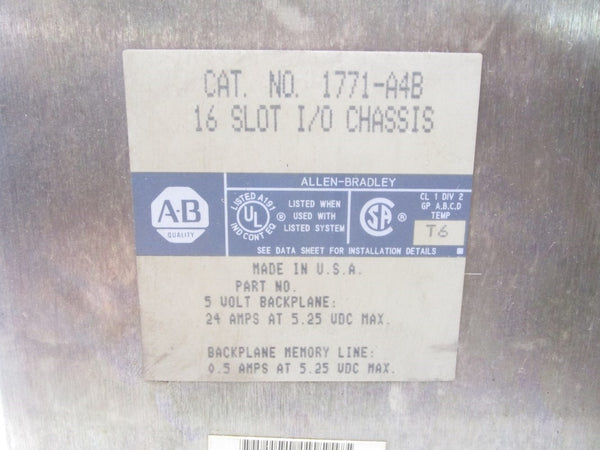 ALLEN BRADLEY 1771-A4B 5.25VDC 24A UNMP