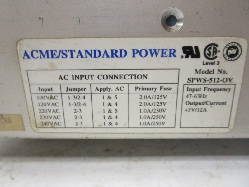 ACME SPWS-512-OV 240VAC 1A UNMP