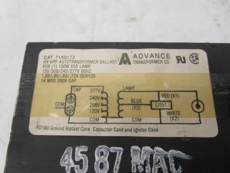 ADVANCE 71A8172 277V .72A UNMP