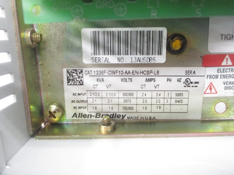 ALLEN BRADLEY 1336F-CWF10-AA-EN-HCSP-L6 SER. A 600VAC 24A NUPI