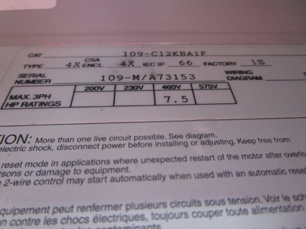ALLEN BRADLEY 109-C12KBA1F NSMP