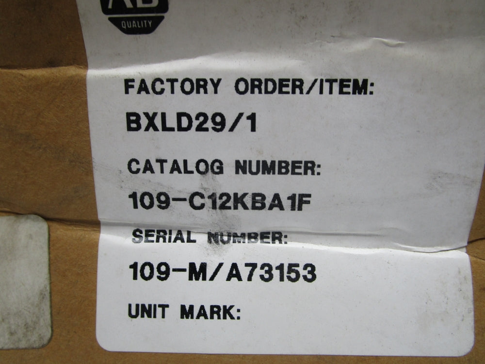 ALLEN BRADLEY 109-C12KBA1F NSMP